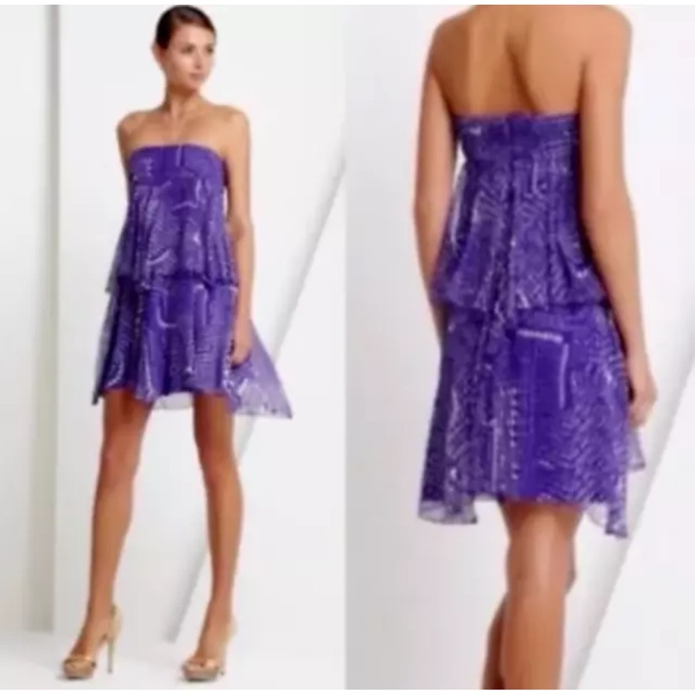 BCBGMaxAzria Purple Strapless XXS Adult Kids Formal Dress